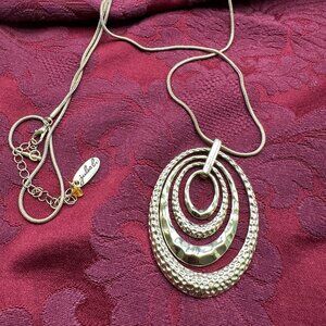 Jules B.  “Circle” Gold-Tone Pendant Necklace on Long Snake Chain
